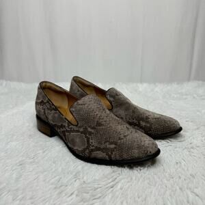 SOFFT / Severn brown tan snake print suede leather slip on loafers / 9